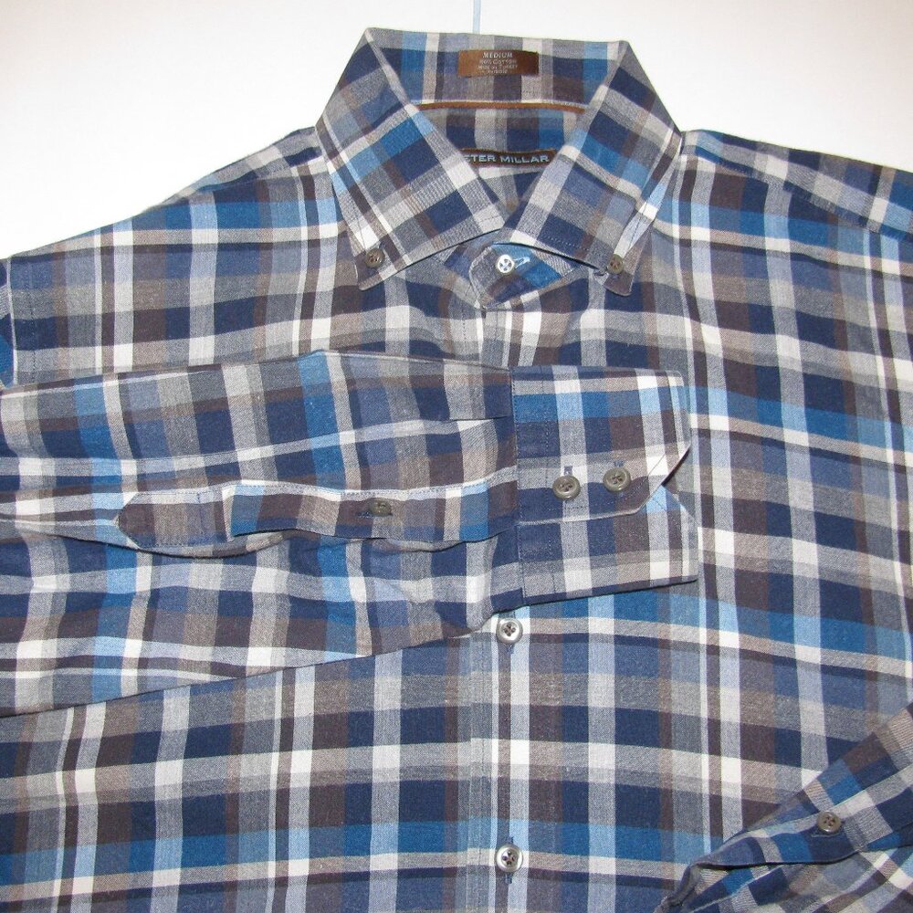 Peter Millar Mens Medium  button down plaid